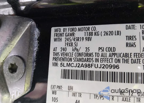 2015 Lincoln Mkc z USA, uszkodzony, nr VIN 5LMCJ2A98FUJ20996